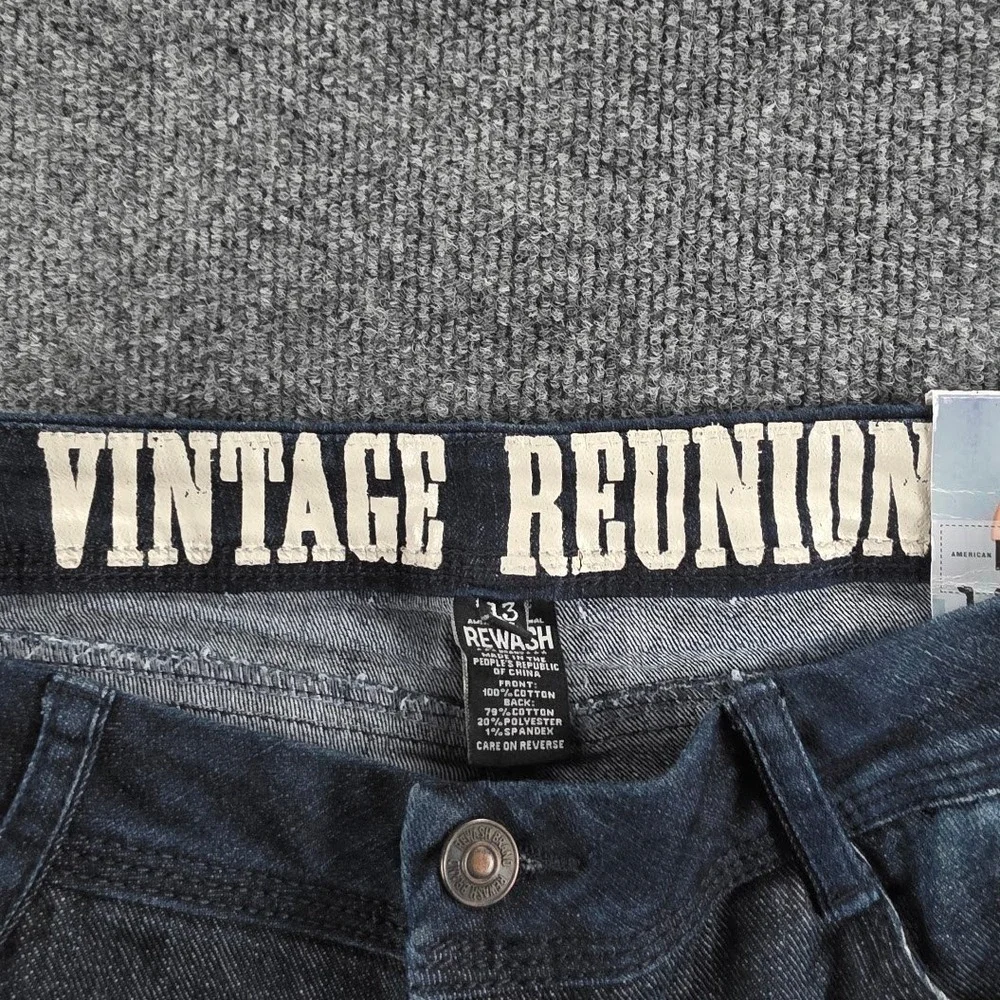 Rewash Vintage Reunion‎ Distressed Flare Jeans Dark Wash Blue Womens 13/31 Curvy